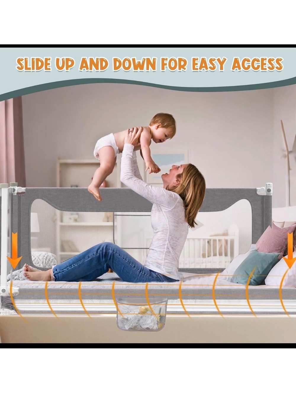 G TALECO GEAR 80” Toddler Bed Rail Safety Guard White CSWL 2.03M